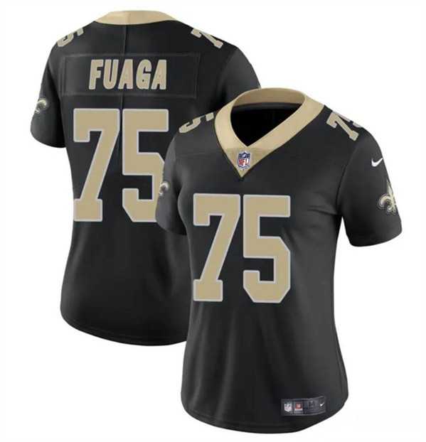 Womens New Orleans Saints #75 Taliese Fuaga Black 2024 Draft Vapor Stitched Game Jersey Dzhi->women nfl jersey->Women Jersey